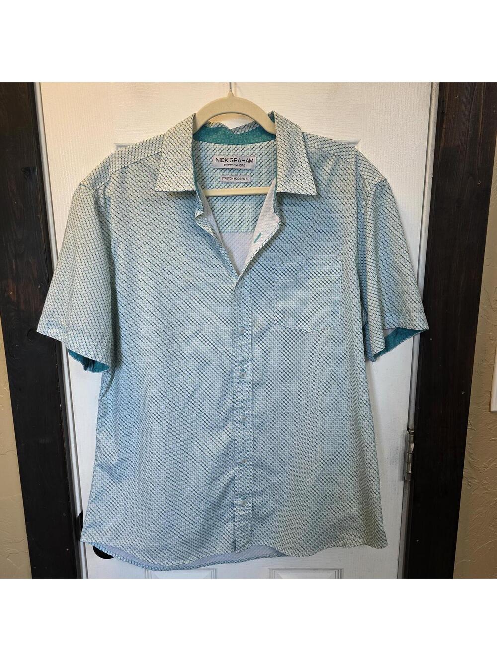 Nick Graham Men's Stretch Modern Fit Short Sleeve Shirt- Large